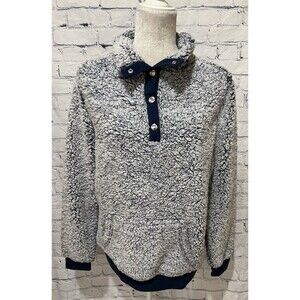 Derek Heart Medium Blue Fuzzy Soft Plush Sweater Pullover With Snaps Size Large